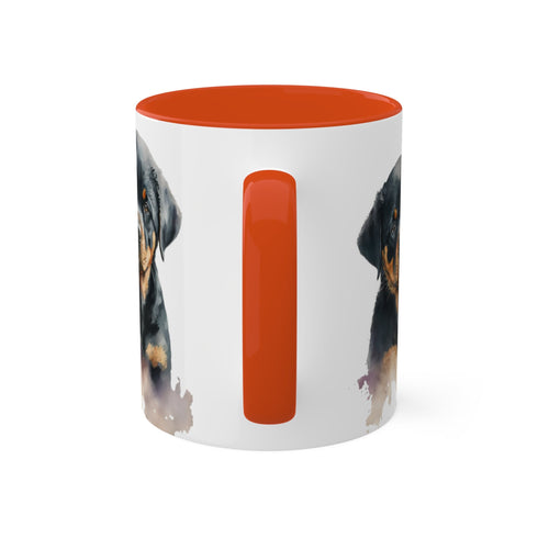 Rottweiler Pupies - Color Accent Mugs, 11oz